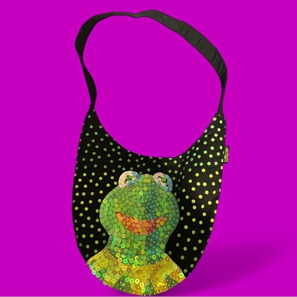 SOLD ON DEPOP Disney Black and Green Kermit the Frog Shoulder Bag